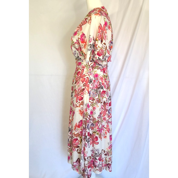 New Anthropologie Kachel Womens Colorful Floral Aleydi Printed-Wrap Dress US 8 - Picture 7 of 9